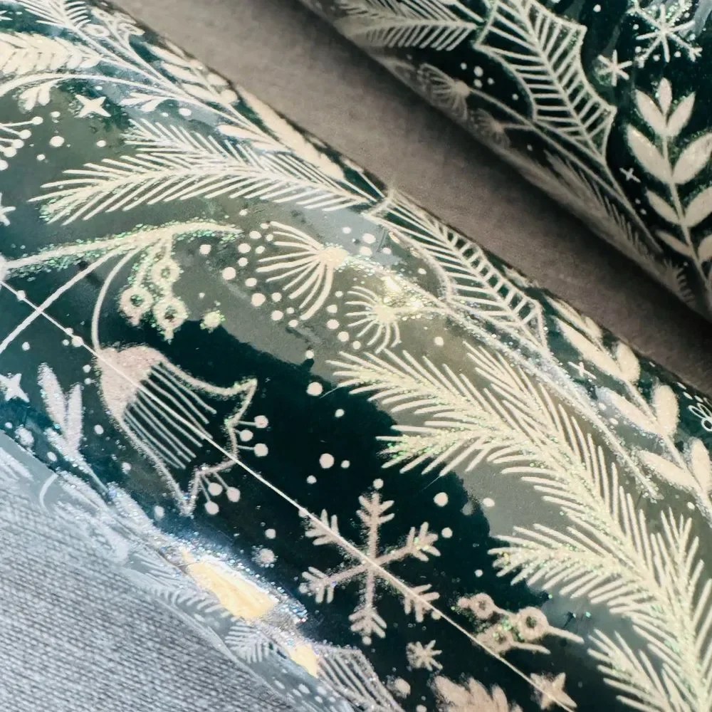 Punch Studio Glitter Green Heavyweight Christmas Gift Wrap Wrapping Paper Roll